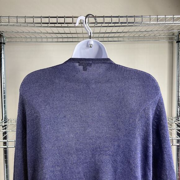 Talbots Blue 100% Linen Spring Cardigan Sweater Size L Preppy Coastal Old Money - Picture 10 of 11